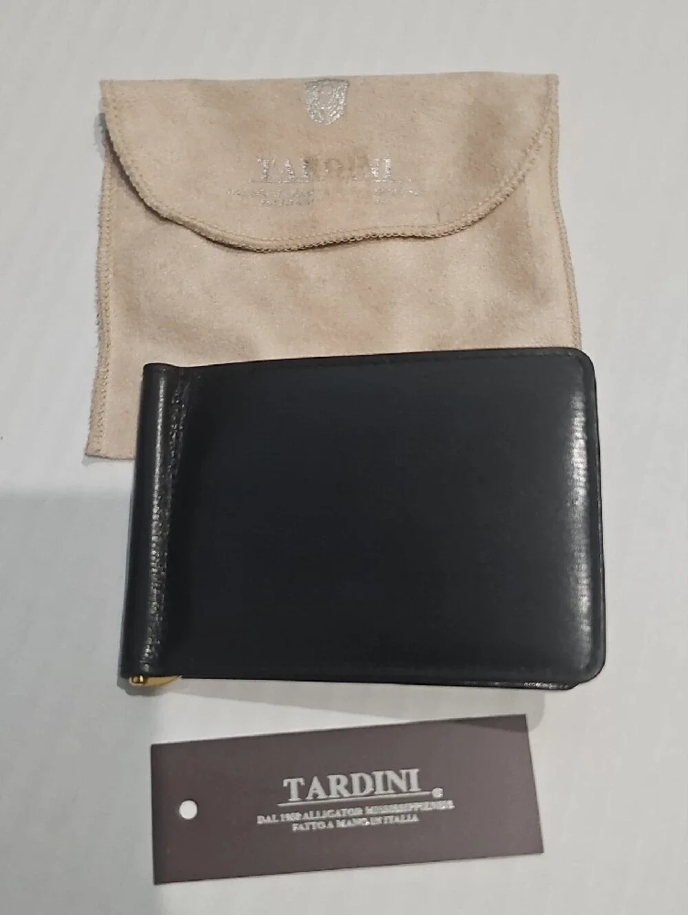 Tardini Black Leather Women's Money Clip Wallet